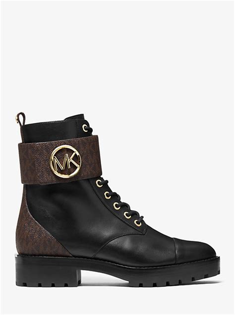 tatum leather and logo combat boot michael kors|Tatum Leather and Logo Combat Boot .